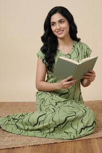 Zivame Woven Ankle Length Nightdress - Foam Green — thumbnail 4